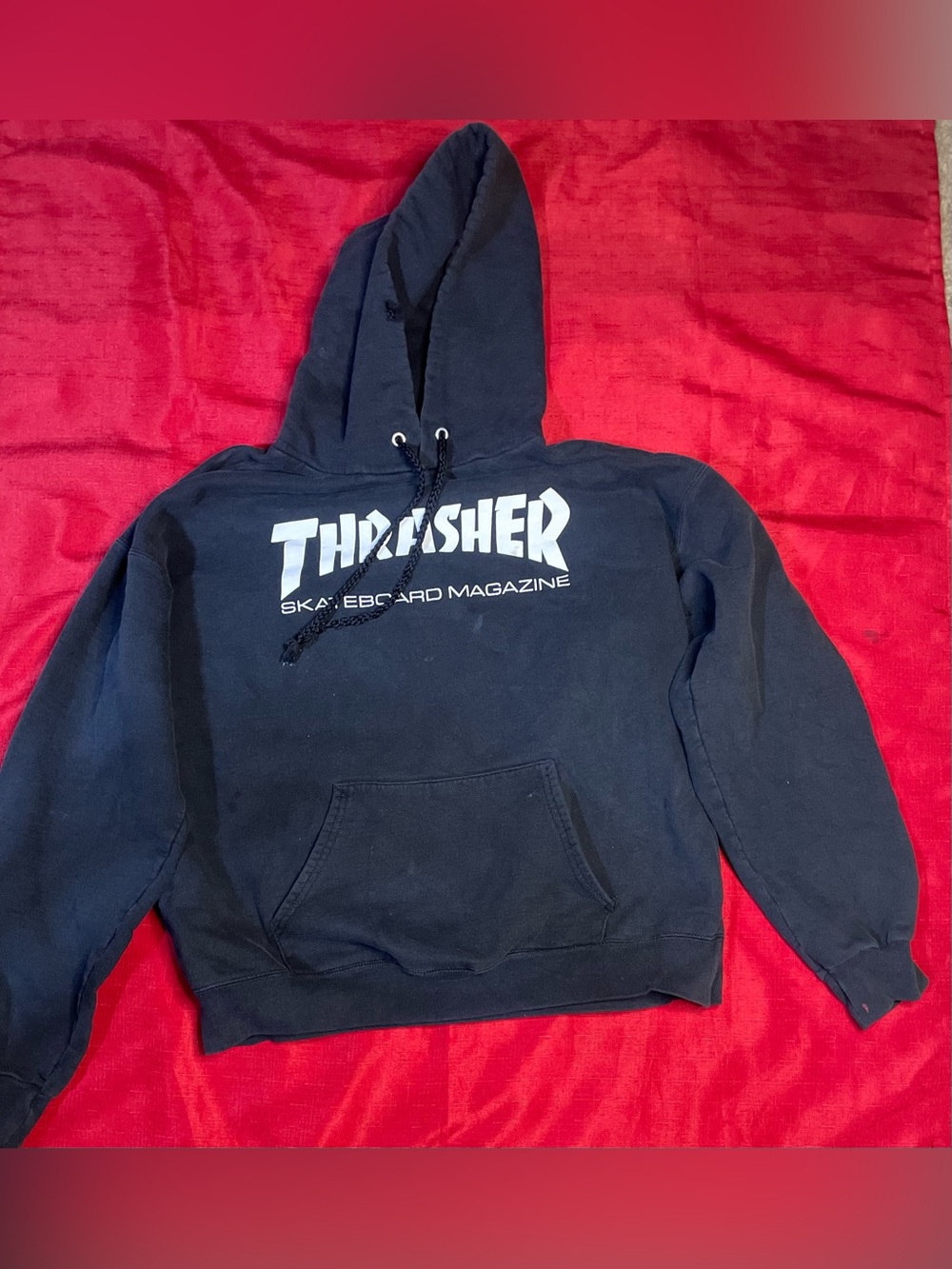 Thrasher Black Hoodie with White Logo - Men's Skate Pullover